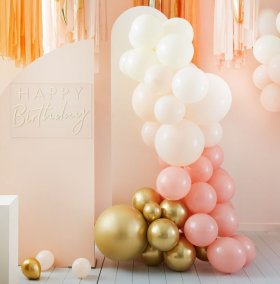 Chrome Gold & Peach Balloon Arch Kit 75