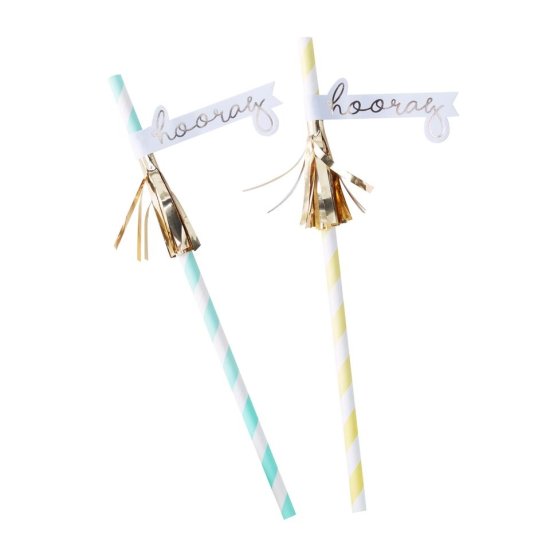 (image for) Paper Straws - Hooray & Tassel - Pastel