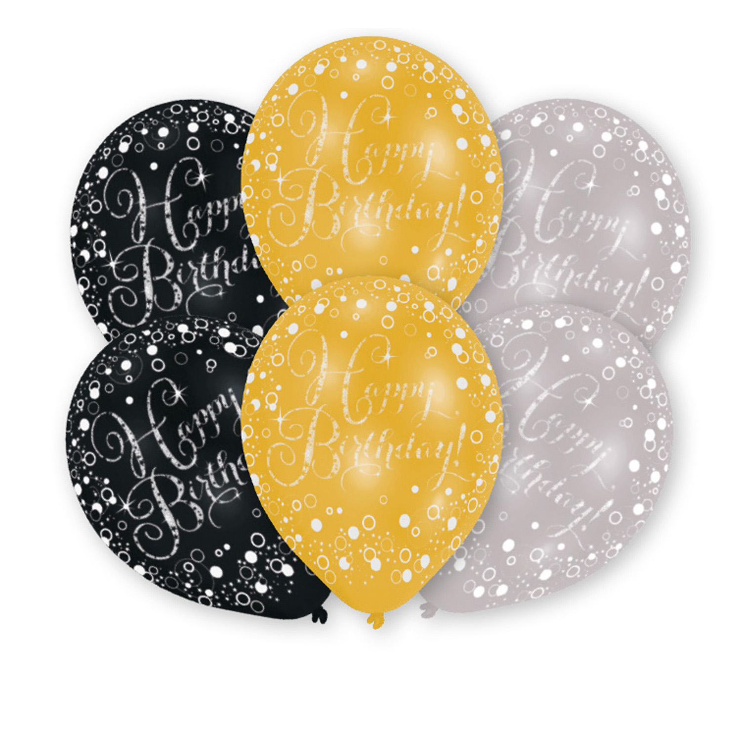 RET:Gold,Silver,Black Latex Balloons 6