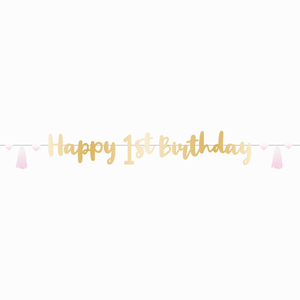 BA:Pink 1st Birthday Letter Banner