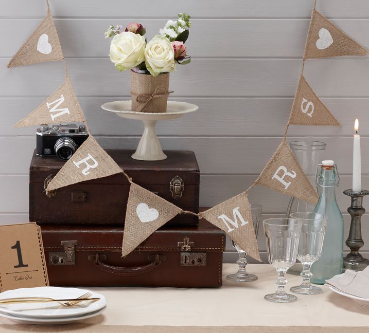 Vintage Affair-Mr & Mrs Hessian Bunting