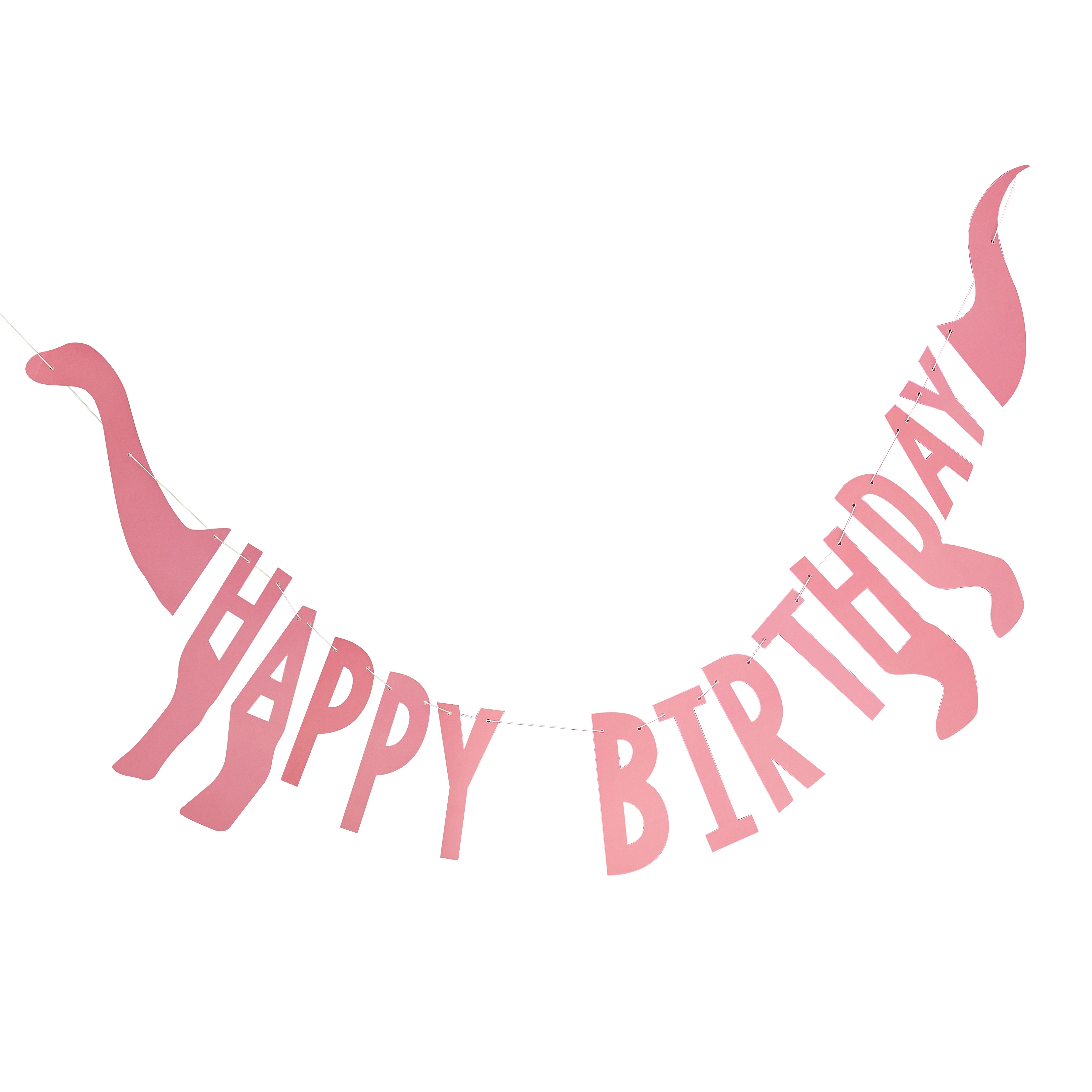 Pink HBD Dinosaur Shaped Bunting