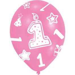 RET:Pink Age 1 Latex Balloons 6