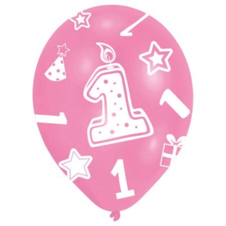 RET:Pink Age 1 Latex Balloons 6