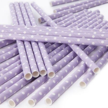 Paper Straws Polka Dot Lilac 25