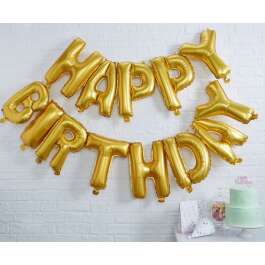 HBD Balloon Bunting – Gold