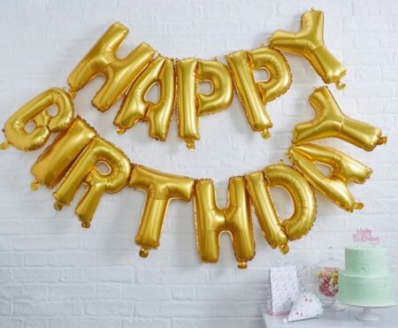 HBD Balloon Bunting - Gold