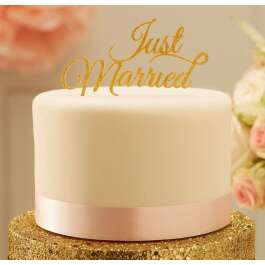 Just Married Cake Topper – Gold