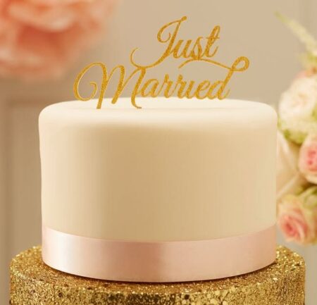 Just Married Cake Topper - Gold