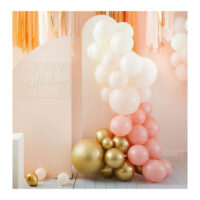 Chrome Gold & Peach Balloon Arch Kit 75