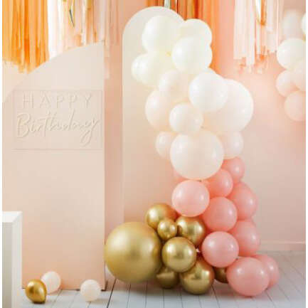 Chrome Gold & Peach Balloon Arch Kit 75