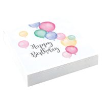 NA:Happy Birthday Pastel Napkins 33cm 20