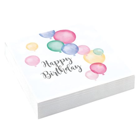 NA:Happy Birthday Pastel Napkins 33cm 20