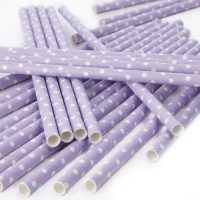 Paper Straws Polka Dot Lilac 25