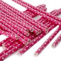 Paper Straws – Polka Hot Pink 25