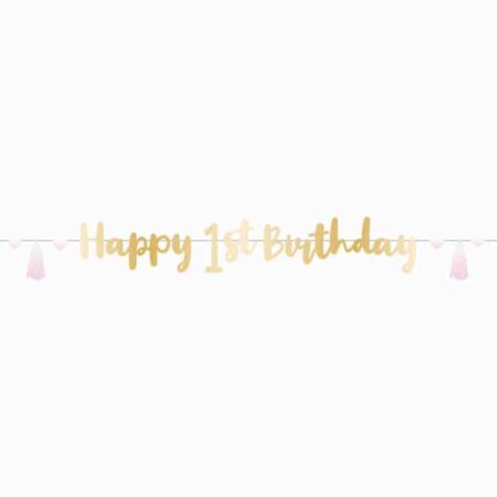 BA:Pink 1st Birthday Letter Banner