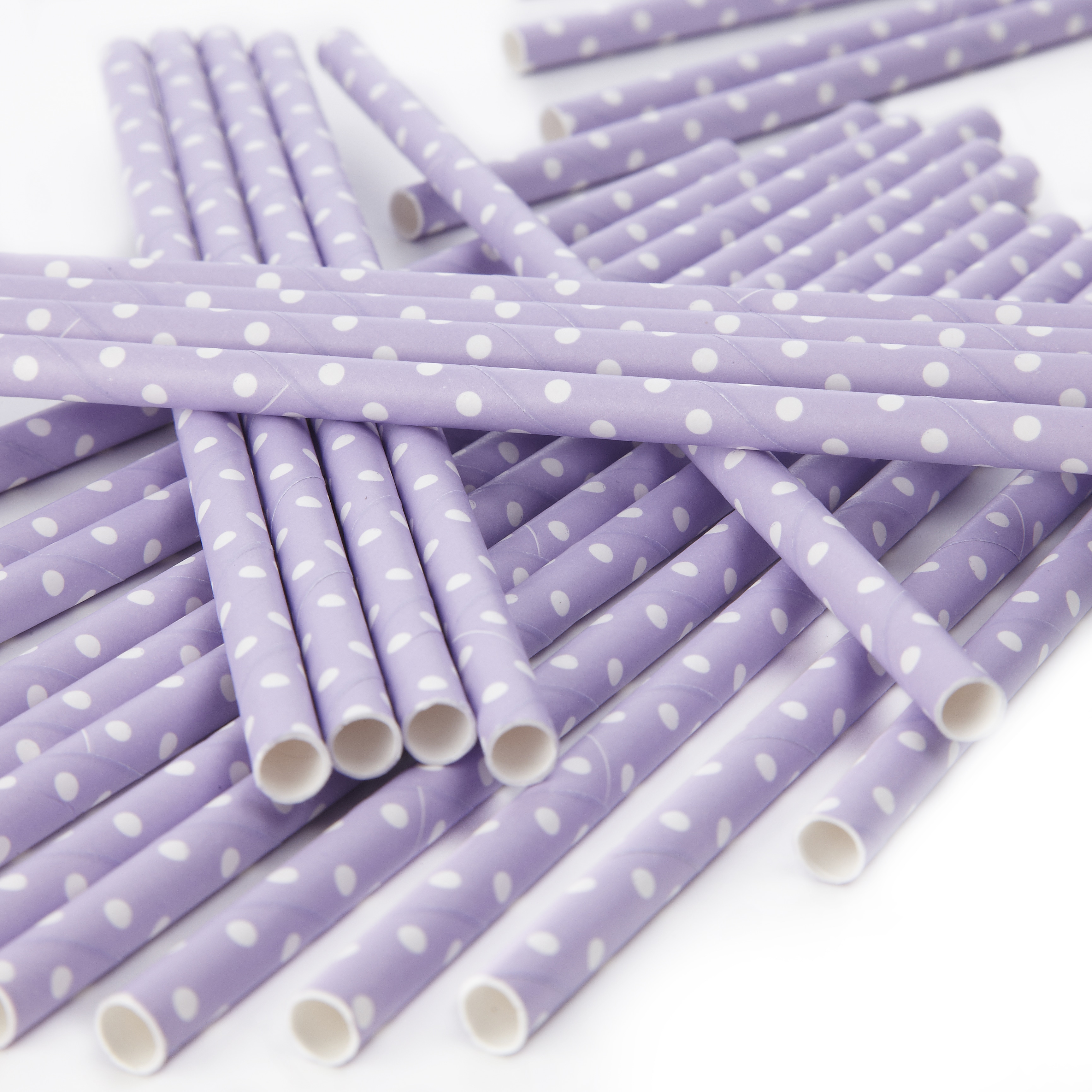 Paper Straws Polka Dot Lilac 25